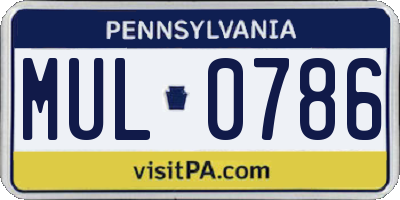 PA license plate MUL0786