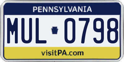 PA license plate MUL0798