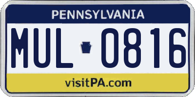 PA license plate MUL0816