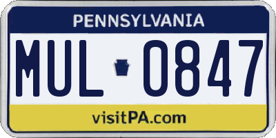PA license plate MUL0847