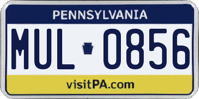 PA license plate MUL0856