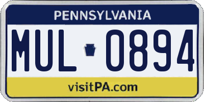 PA license plate MUL0894