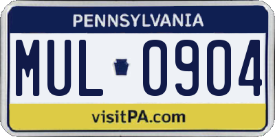 PA license plate MUL0904