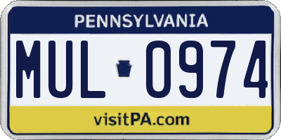 PA license plate MUL0974