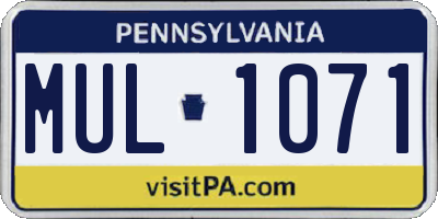 PA license plate MUL1071