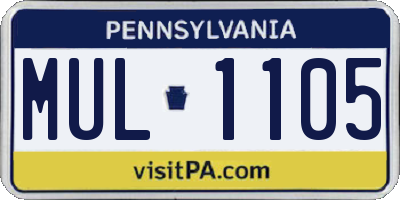 PA license plate MUL1105