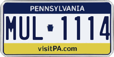 PA license plate MUL1114