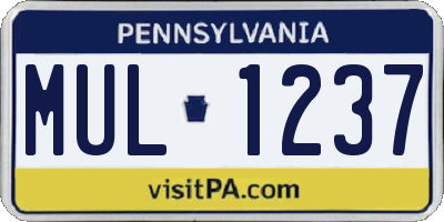 PA license plate MUL1237
