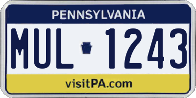 PA license plate MUL1243