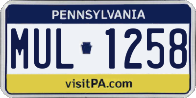 PA license plate MUL1258