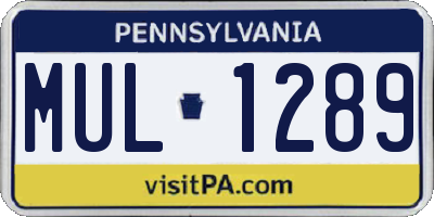 PA license plate MUL1289