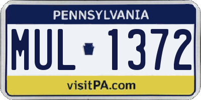 PA license plate MUL1372