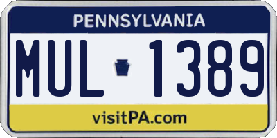 PA license plate MUL1389