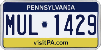 PA license plate MUL1429