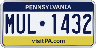 PA license plate MUL1432