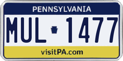 PA license plate MUL1477