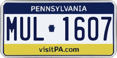 PA license plate MUL1607