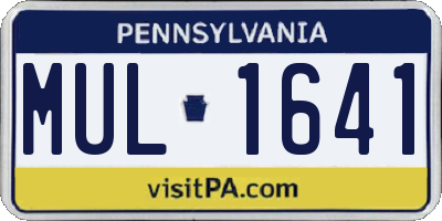 PA license plate MUL1641