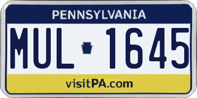 PA license plate MUL1645