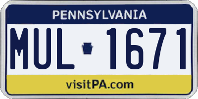 PA license plate MUL1671