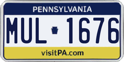 PA license plate MUL1676