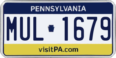 PA license plate MUL1679