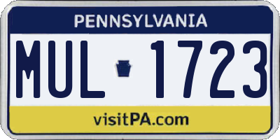 PA license plate MUL1723