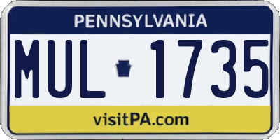 PA license plate MUL1735