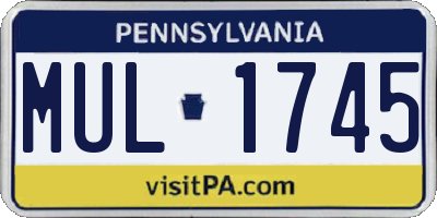 PA license plate MUL1745
