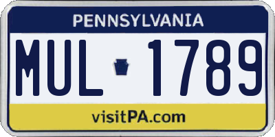 PA license plate MUL1789