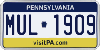 PA license plate MUL1909
