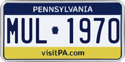 PA license plate MUL1970