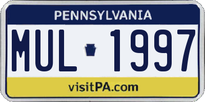 PA license plate MUL1997