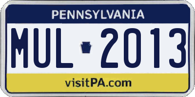PA license plate MUL2013