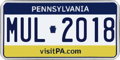 PA license plate MUL2018