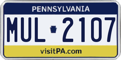 PA license plate MUL2107