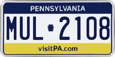 PA license plate MUL2108