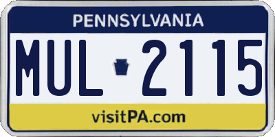 PA license plate MUL2115