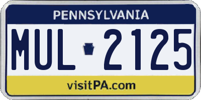 PA license plate MUL2125