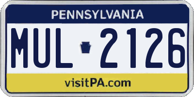 PA license plate MUL2126