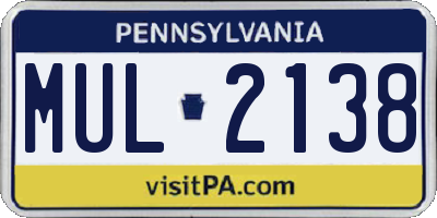 PA license plate MUL2138