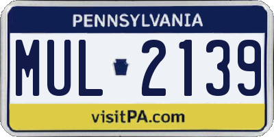 PA license plate MUL2139
