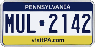 PA license plate MUL2142