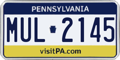 PA license plate MUL2145