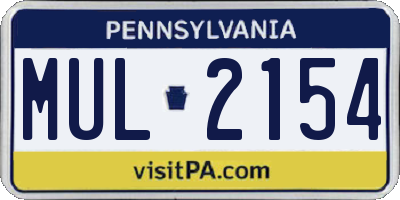 PA license plate MUL2154