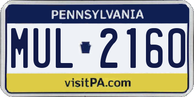PA license plate MUL2160