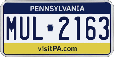 PA license plate MUL2163
