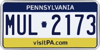 PA license plate MUL2173