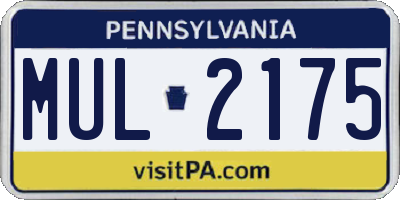 PA license plate MUL2175