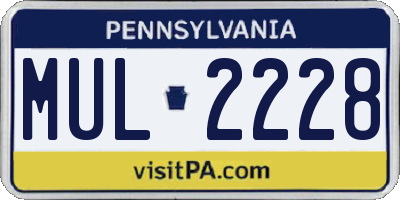 PA license plate MUL2228